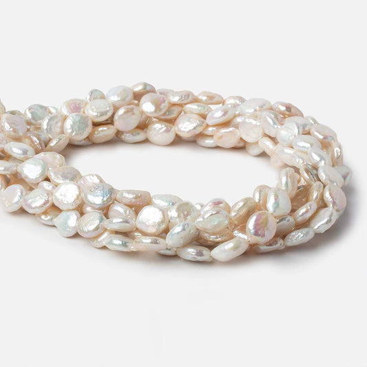 8.5mm Cream White Coin Freshwater Pearls 16 inch 40 pieces