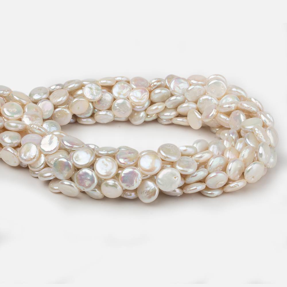 8.5mm Cream White Coin Freshwater Pearls 16 inch 40 pieces