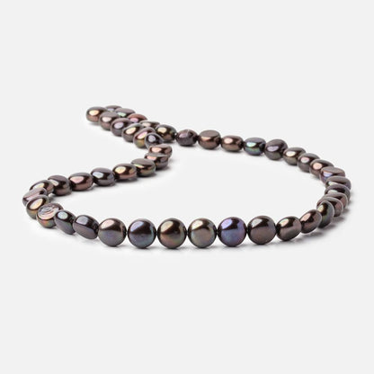 8.5mm Dark Chocolate Peacock Button Freshwater Pearls 15.5 inch 45 pieces