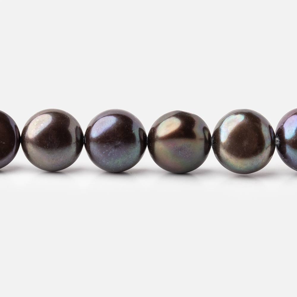 8.5mm Dark Chocolate Peacock Button Freshwater Pearls 15.5 inch 45 pieces