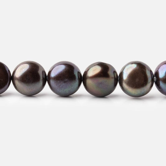 8.5mm Dark Chocolate Peacock Button Freshwater Pearls 15.5 inch 45 pieces
