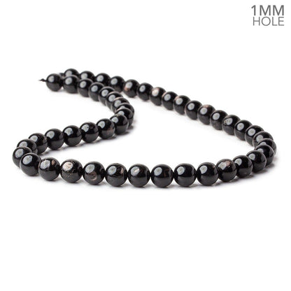 8.5mm Hypersthene plain round large hole beads 15.5 inch 47 beads A