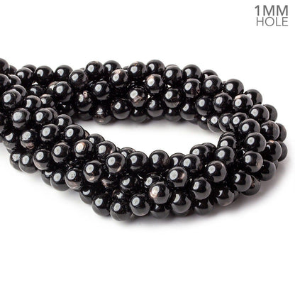 8.5mm Hypersthene plain round large hole beads 15.5 inch 47 beads A