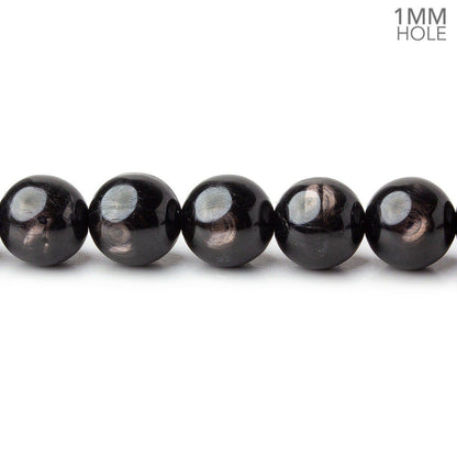 8.5mm Hypersthene plain round large hole beads 15.5 inch 47 beads A