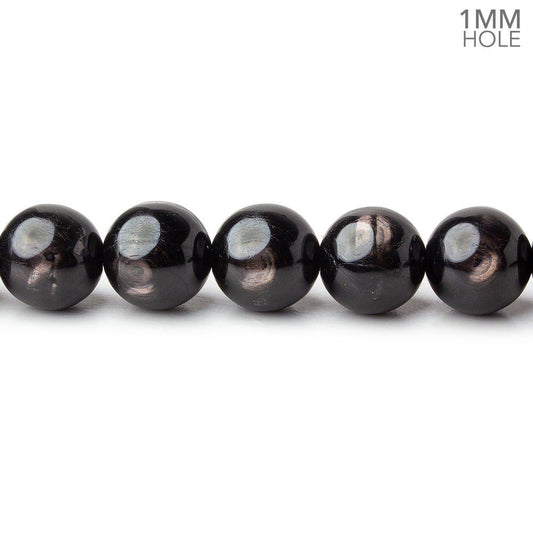 8.5mm Hypersthene plain round large hole beads 15.5 inch 47 beads A