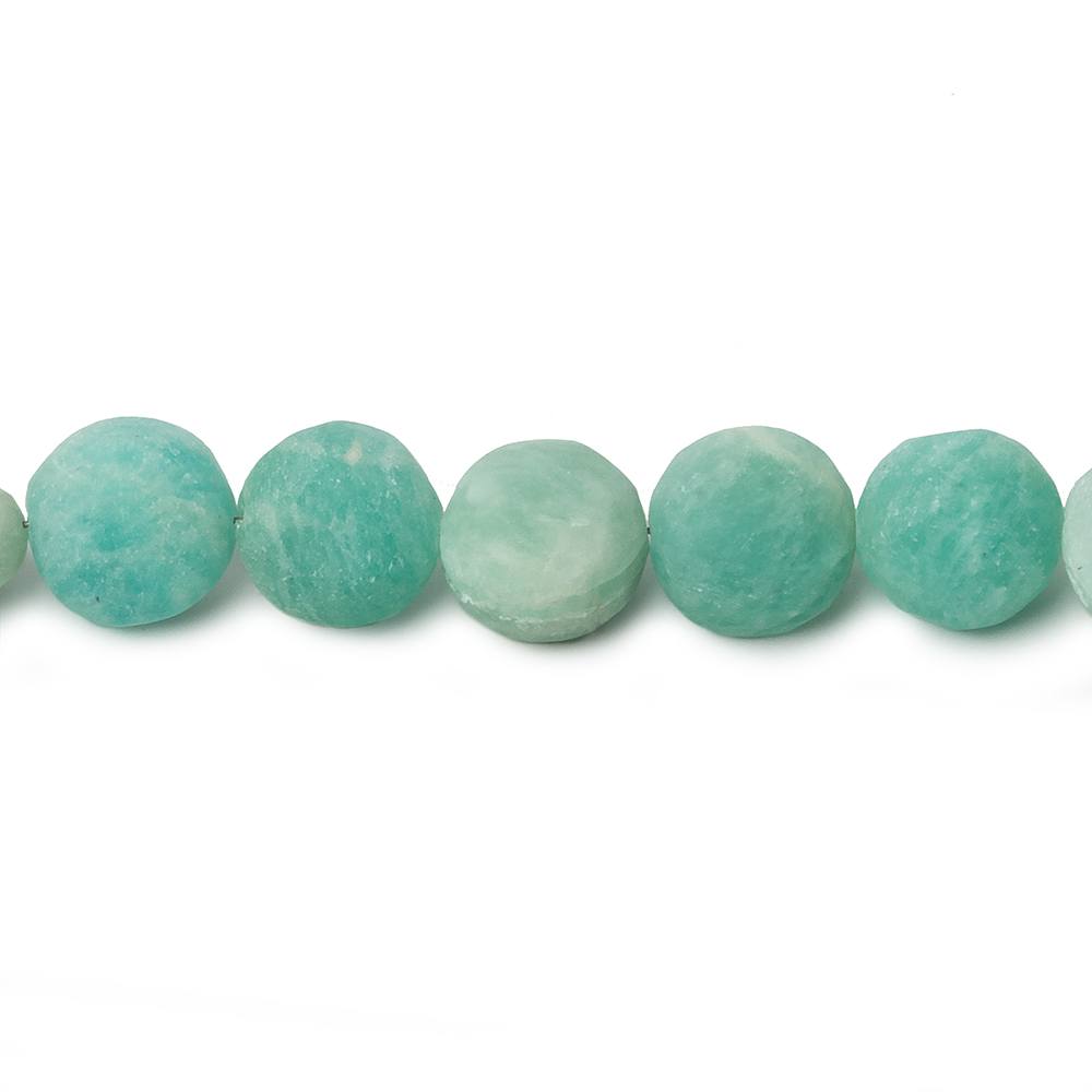 8.5mm Matte Amazonite plain coin beads 7.5 inch 20 pieces