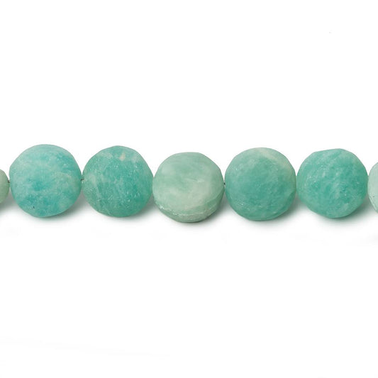 8.5mm Matte Amazonite plain coin beads 7.5 inch 20 pieces