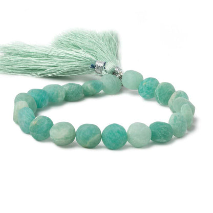8.5mm Matte Amazonite plain coin beads 7.5 inch 20 pieces