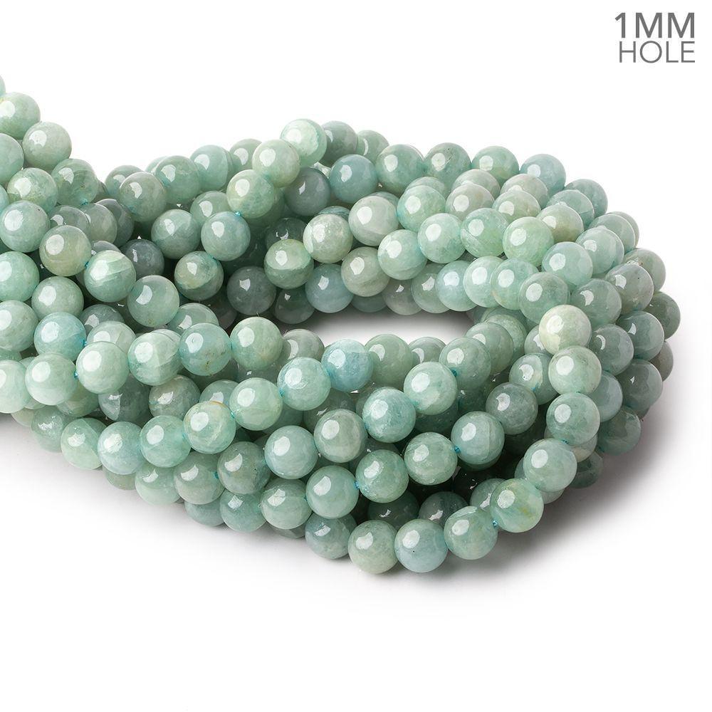 8.5mm Milky Aquamarine plain round large hole beads 16 inch 50 pieces A