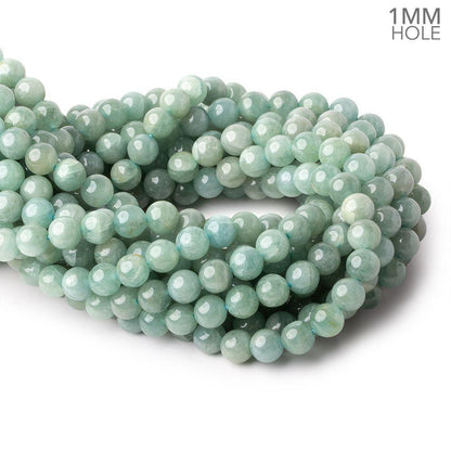 8.5mm Milky Aquamarine plain round large hole beads 16 inch 50 pieces A