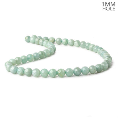 8.5mm Milky Aquamarine plain round large hole beads 16 inch 50 pieces A