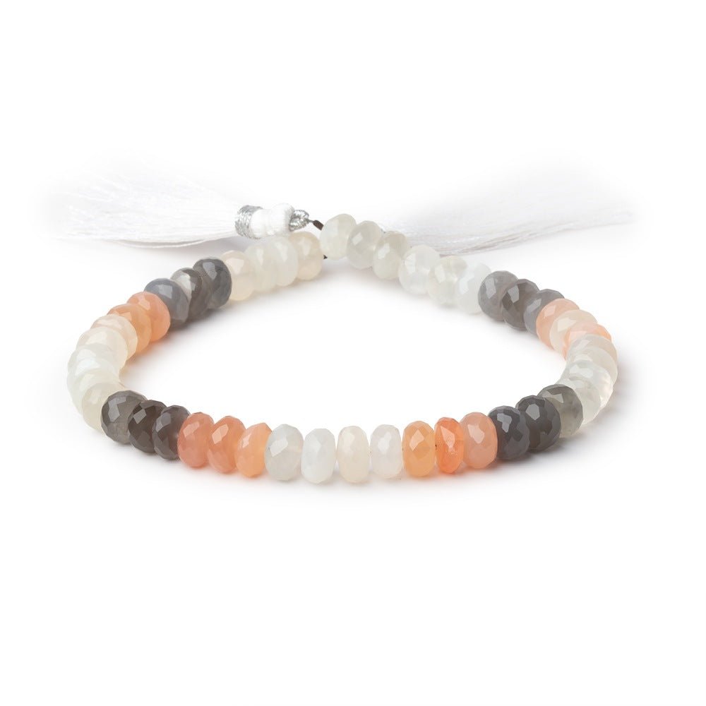 8.5mm Multi Color Moonstone Faceted Rondelle 9 inch 46 Beads