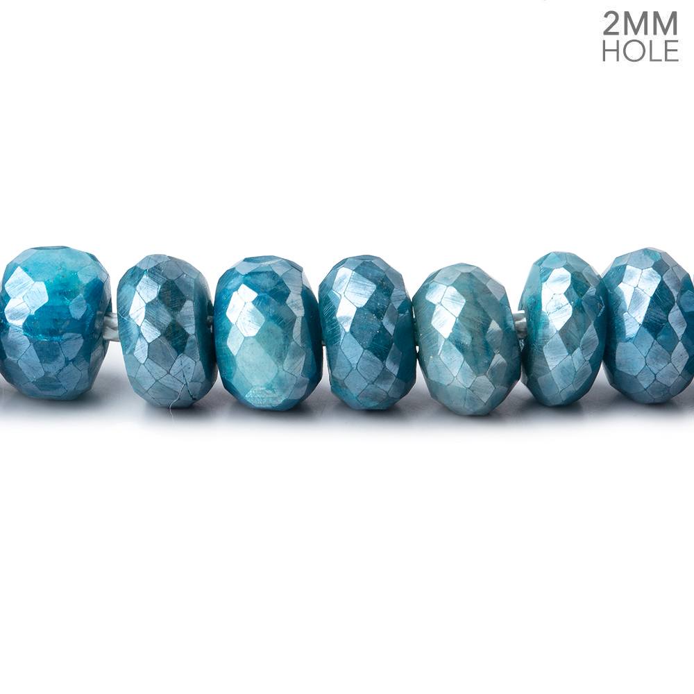 8mm Mystic Aqua Moonstone 2mm Large Hole Faceted Rondelles 8 inch 34 Beads