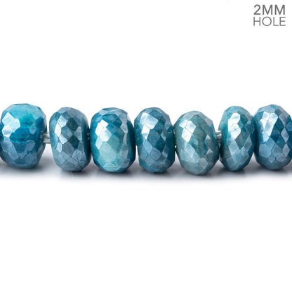 8mm Mystic Aqua Moonstone 2mm Large Hole Faceted Rondelles 8 inch 34 Beads