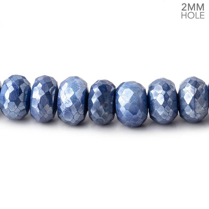 8-8.5mm Mystic Blue Moonstone 2mm Large Hole Faceted Rondelles 8 inch 34 Beads