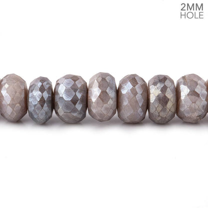 8.5mm Mystic Warm Grey Moonstone 2mm Large Hole Faceted Rondelles 8 inch 38 Beads