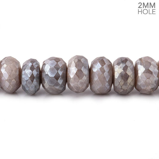 8.5mm Mystic Warm Grey Moonstone 2mm Large Hole Faceted Rondelles 8 inch 38 Beads