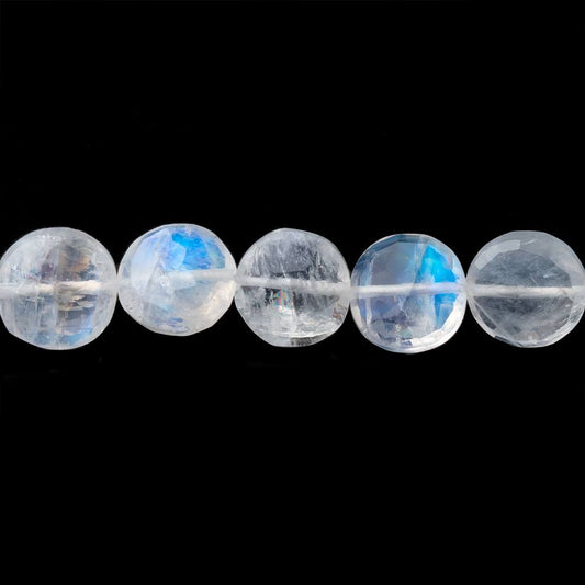 8.5mm Rainbow Moonstone Faceted Coin Beads 16 inch 50 pieces