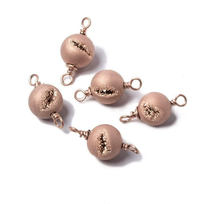 8.5mm Rose Gold plated Drusy Agate plain round Connector 1 piece