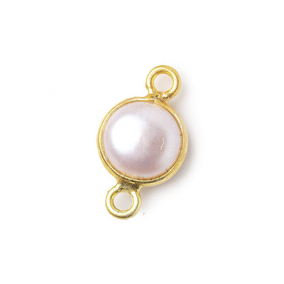 8.5mm Vermeil Bezel Rose' White Freshwater Pearl Button Connector 1 Piece