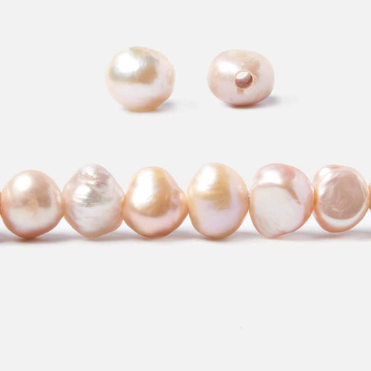 8.5x10-9x11mm Iced Peach Baroque 2.5mm large hole Pearls 15 in. 44 pcs