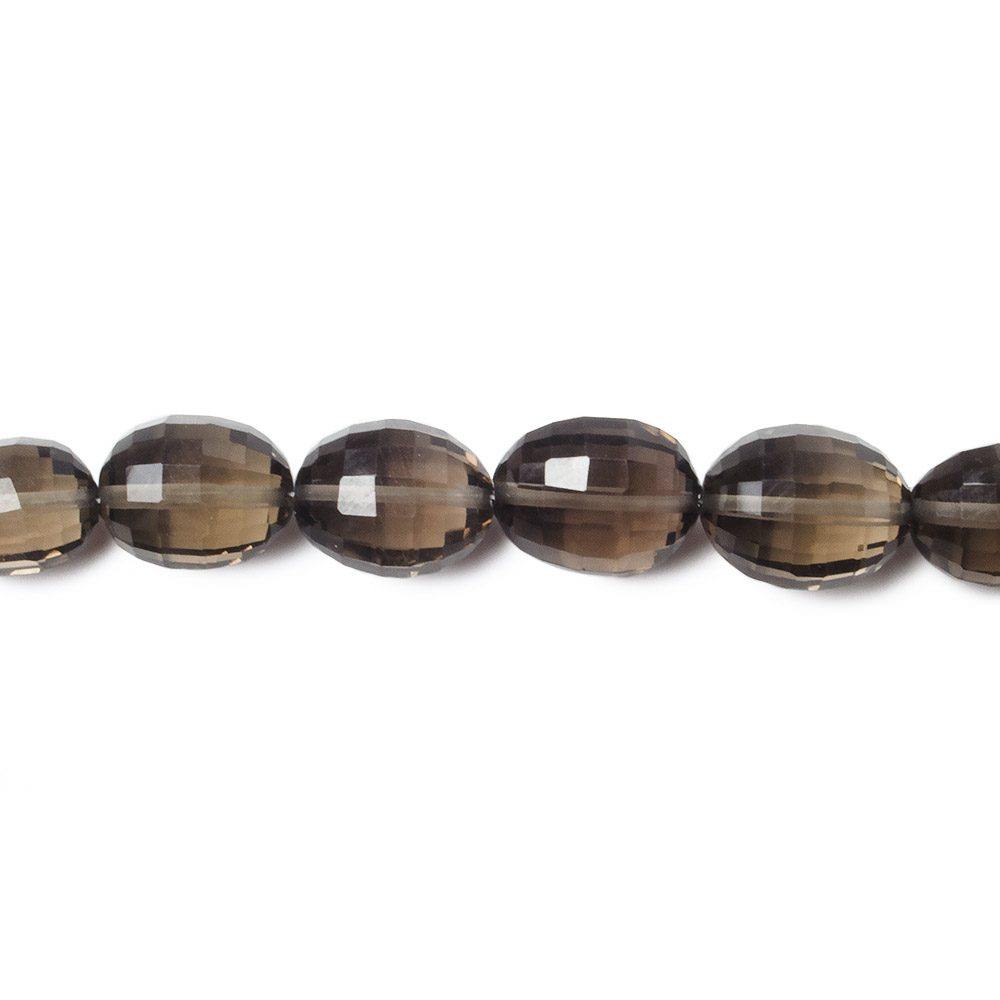 15x12mm Smoky Quartz Checkerboard Faceted Oval Beads 8 inch 14 pieces