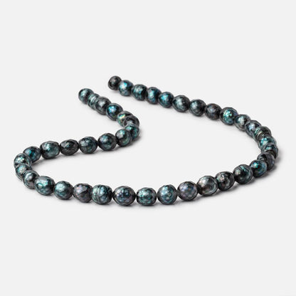8.5x7.5-9.5x8mm Dark Teal Faceted Oval Freshwater Pearls 16 inch 36 pieces
