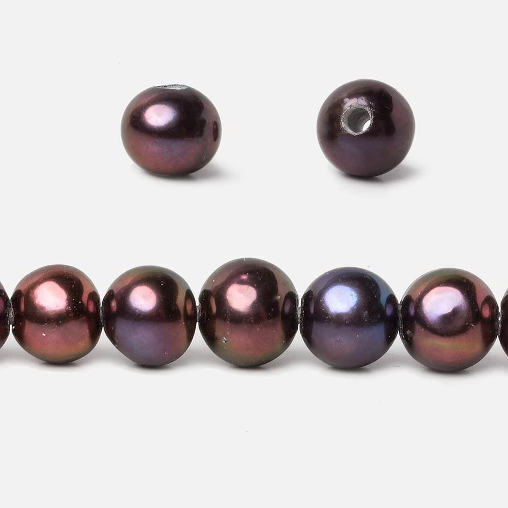 8.5x8-10x9mm Peacock Multi Color Off Round Large Hole pearls 8 inch 24 pieces A