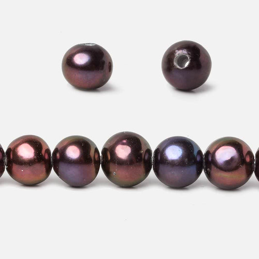 8.5x8-10x9mm Peacock Multi Color Off Round Large Hole pearls 8 inch 24 pieces A