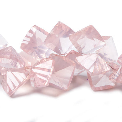 8.5x8.5-14.5x14.5mm Rose Quartz concave pavilion square beads 8 inch 48 pcs A