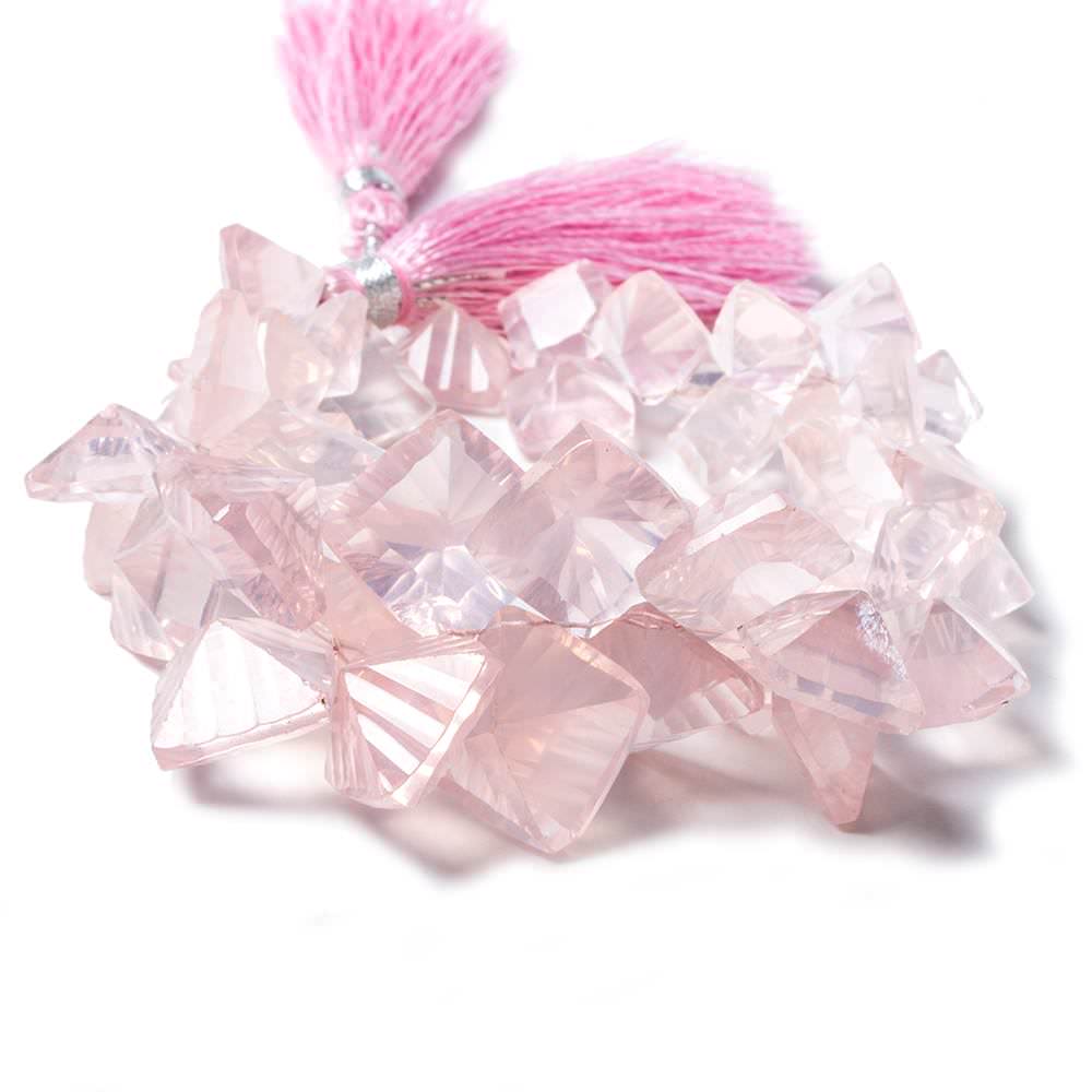 8.5x8.5-14.5x14.5mm Rose Quartz concave pavilion square beads 8 inch 48 pcs A