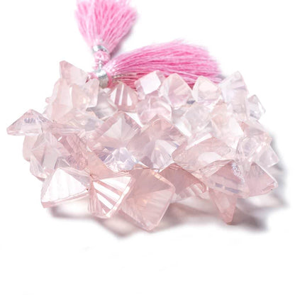8.5x8.5-14.5x14.5mm Rose Quartz concave pavilion square beads 8 inch 48 pcs A