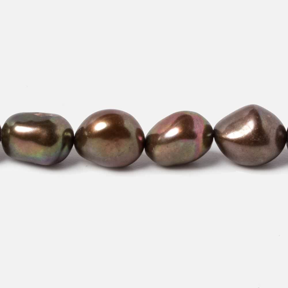 8.5x9-8.5x11mm Mocha Brown Straight Drill Baroque Freshwater Pearl 16 inch 38 pcs