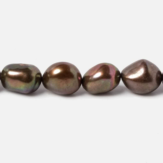 8.5x9-8.5x11mm Mocha Brown Straight Drill Baroque Freshwater Pearl 16 inch 38 pcs