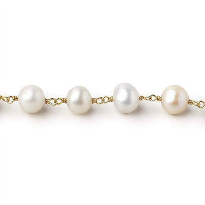 8.5x9-8x10mm White Off Round Pearls on Vermeil Chain by the Foot 20 pieces