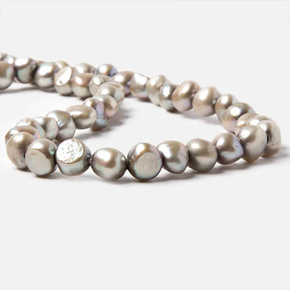 8.5x9.5-10.5x9.5mm Platinum Silver Baroque 2.5mm large hole Pearl 15 in. 44 pcs