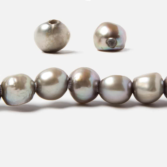 8.5x9.5-10.5x9.5mm Platinum Silver Baroque 2.5mm large hole Pearl 15 in. 44 pcs