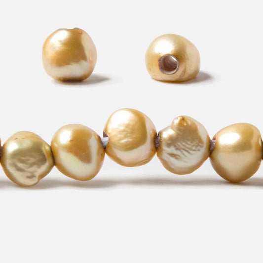 8.5x9.5-10x11mm Buttercup Yellow Baroque 2.5mm large hole Pearls 15 in. 44 pcs