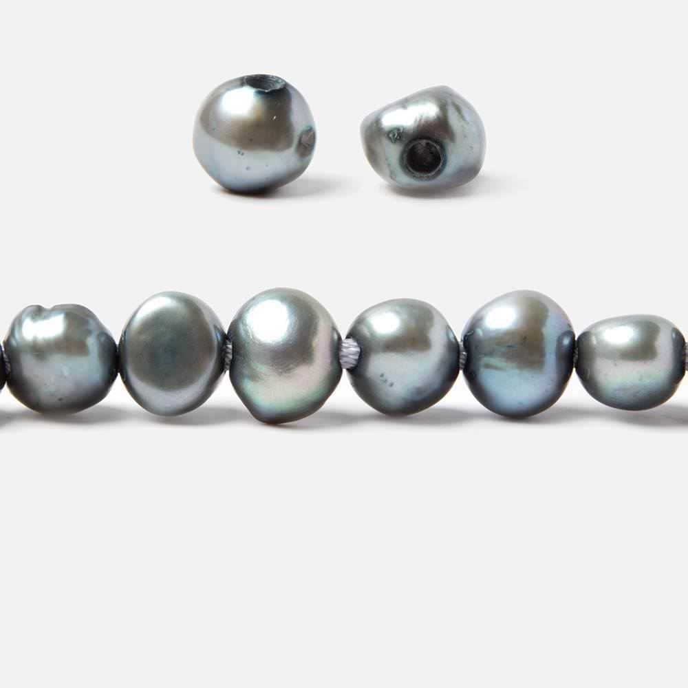 8.5x9.5-9.5x11.5mm Chambray Blue Baroque 2.5mm large hole Pearls 15 in. 43 pcs