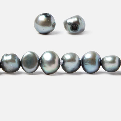 8.5x9.5-9.5x11.5mm Chambray Blue Baroque 2.5mm large hole Pearls 15 in. 43 pcs
