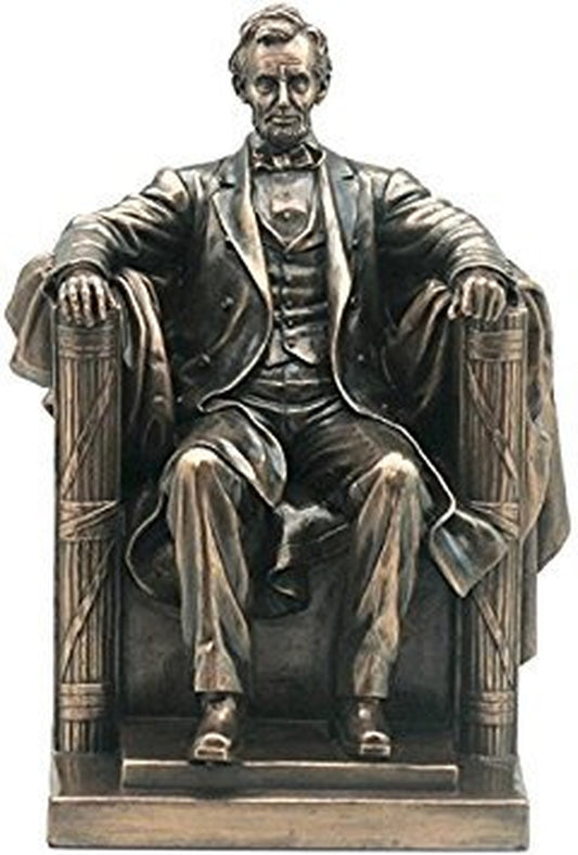 9 Inch Seated Abraham Lincoln Bronze Finish Statue / Bookend Sculpture