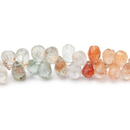 6x4-8x5mm Multi Color Sunstone faceted tear drop beads 8 inch 74 pieces