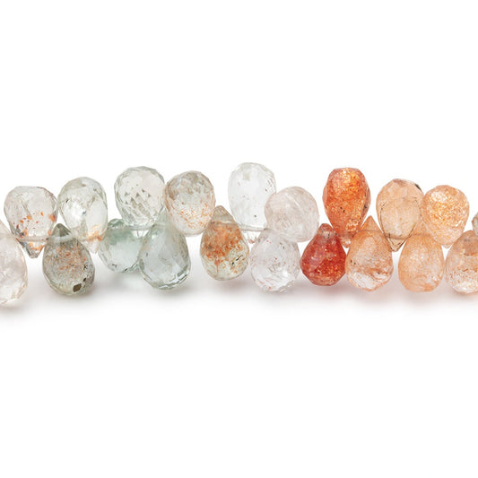 6x4-8x5mm Multi Color Sunstone faceted tear drop beads 8 inch 74 pieces