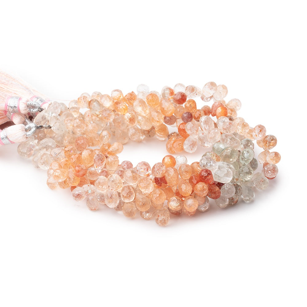 6x4-8x5mm Multi Color Sunstone faceted tear drop beads 8 inch 74 pieces