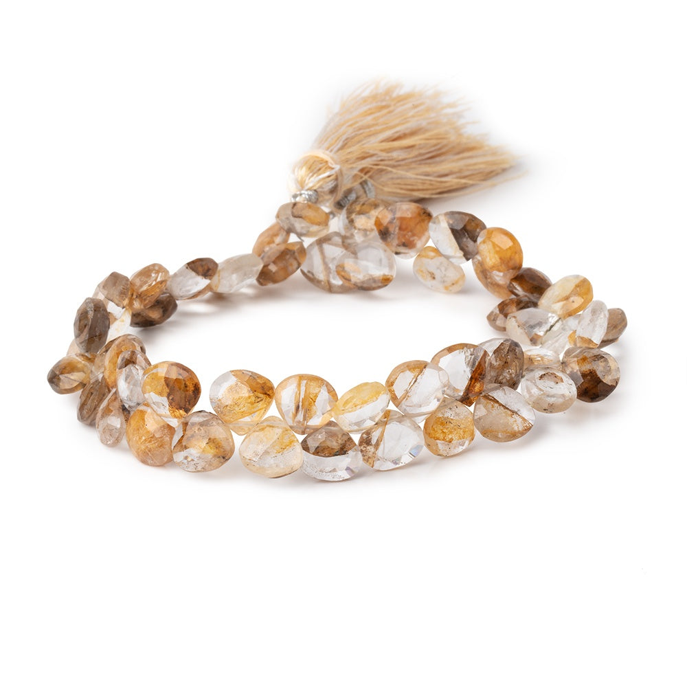 6x6-8x8mm Golden Hematoid Quartz faceted heart 8 inch 51 pieces