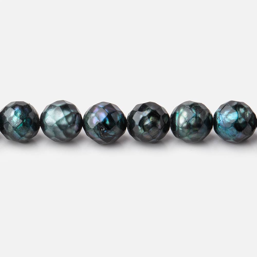 6.5mm Dark Aqua Blue Faceted Round Freshwater Pearls 16 inch 60 pieces