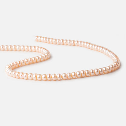 6mm Peach Center Drill Button Freshwater Pearl Beads 15 inch 80 pieces A