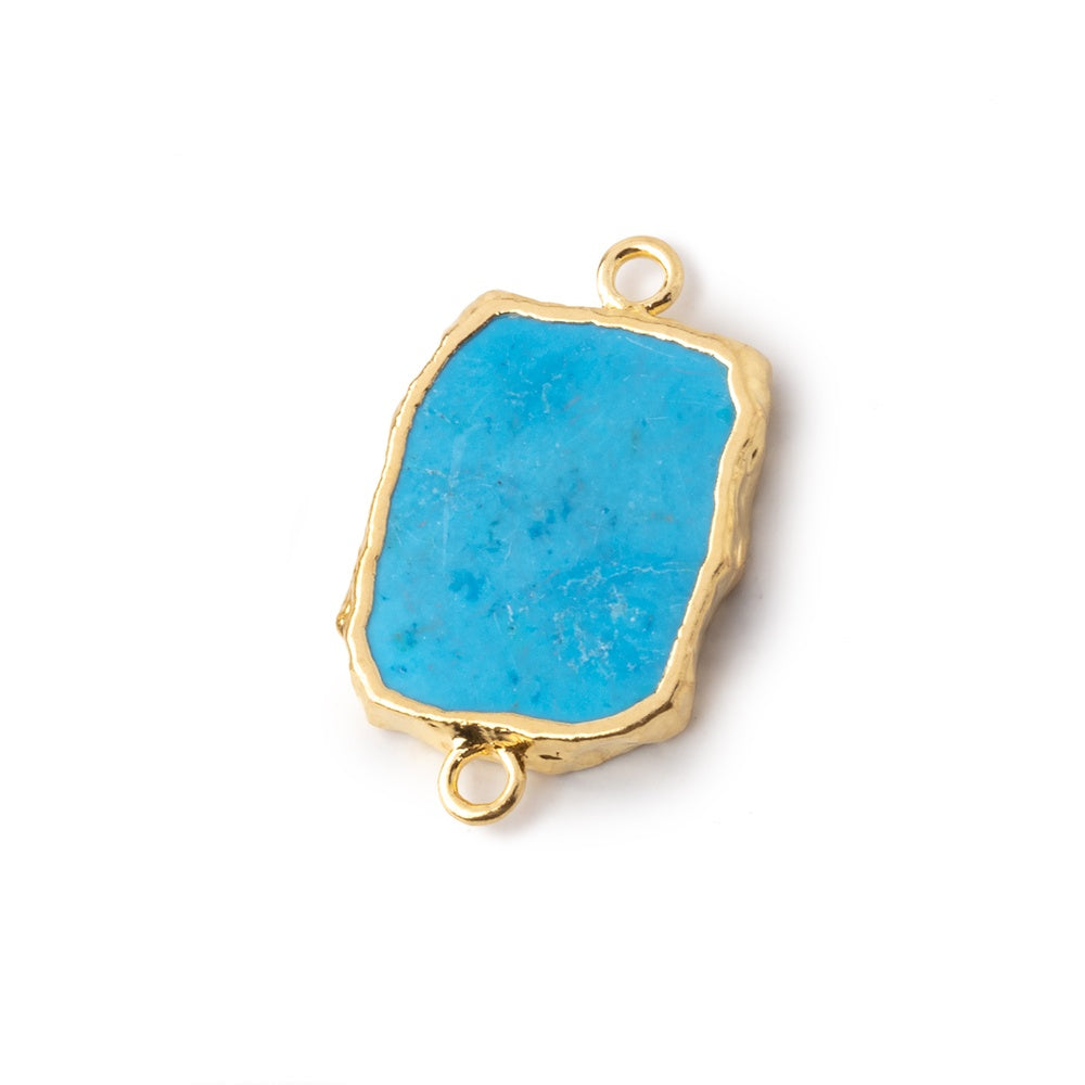 15x12mm Gold Leafed Turquoise Howlite slice Connector 1 piece