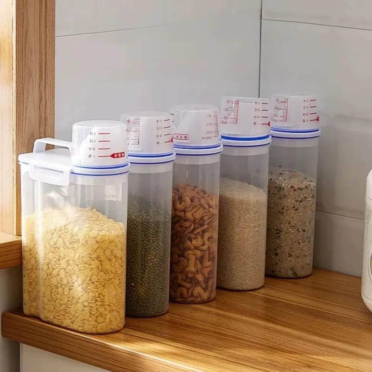 Premium Rice and Grains Storage Canister with Measuring Cup - Moisture, Insect, and Dust Proof for Your Kitchen!
