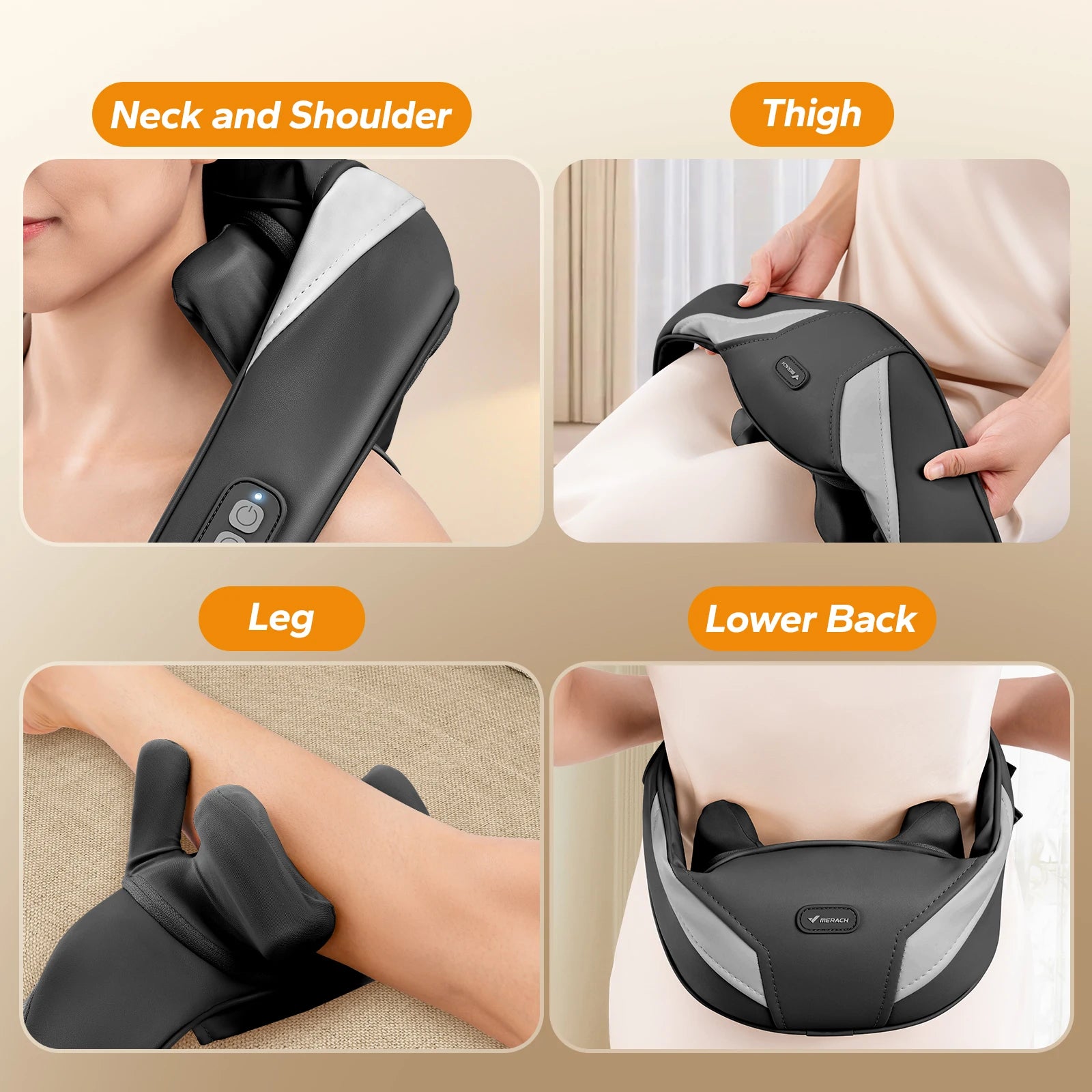 Cordless Neck Massager for Pain Relief Deep Tissue Shiatsu Neck Shoulder Massager with Heat Back Massager for Home Office